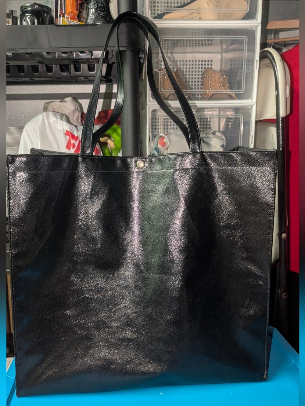 Carolina Herrera Good Girl Black Faux Leather Tote Bag NWOT Flawless